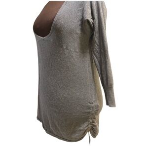 Athleta Deep Scoop Neck Sweater 100% Organic Cotton Ruched Drawstring  Sweater
